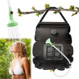 Merkloos / Sans marque Wan GmbH Mobiele campingdouche 20 liter - Draagbare douche met douchekop en slang - Groen/Zwart PVC