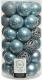 Decoris Kerstballen - 37 stuks - kunststof - lichtblauw - 6 cm