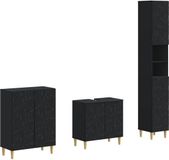 vidaXL - 3-delig - badkamerkast - set - DELFT - Zwart - Bewerkt - hout