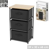 Urban Living LE KUBE Rek met 3 lades 39 x 30 x 68 cm Zwart