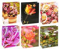 TSI Cadeauzakje Rozen, Verpakking van 12 stuks, Grootte: Groot (32 x 26 x 13,5 cm)