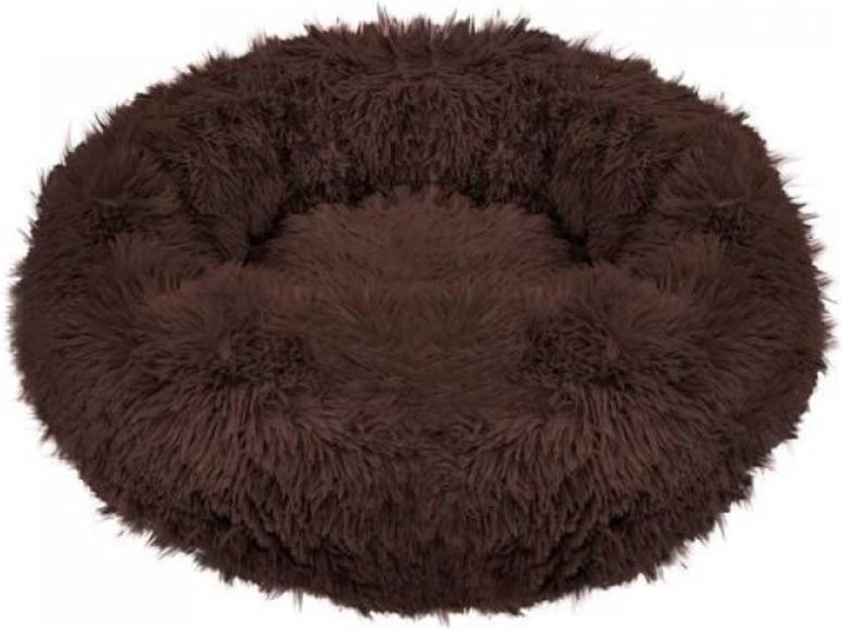 springos Hondenmand | Superzacht en Luxe | Wasbaar | Donut | Fluffy | Hondenkussen | 60 CM | Donker Bruin