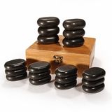 Master Massage Hot Stone hete massagestenen in decoratieve bamboe doos 18 stuks
