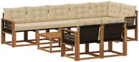 vidaXL - Hoek loungeset - 8 zitplekken - Natuurlijk en beige - Acacia hout