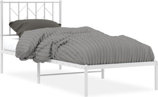 vidaXL Bedframe met hoofdbord metaal wit 80x200 cm