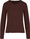 Hunkemöller Top Pointelle Bruin Lange Mouw Vrouwen L Modal