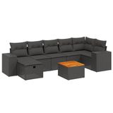vidaXL 8-delige Loungeset met kussens, polyrattan, zwart