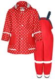 Playshoes Tweedelig regenpak, modderpak, waterdicht, stippen rood uni, 80