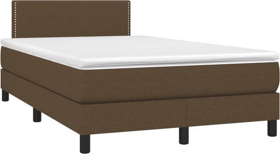 vidaXL Boxspring met matras stof donkerbruin 120x190 cm