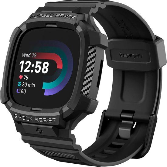 Spigen Rugged Armor Pro Case Fitbit Versa 4 / Sense 2 - Black