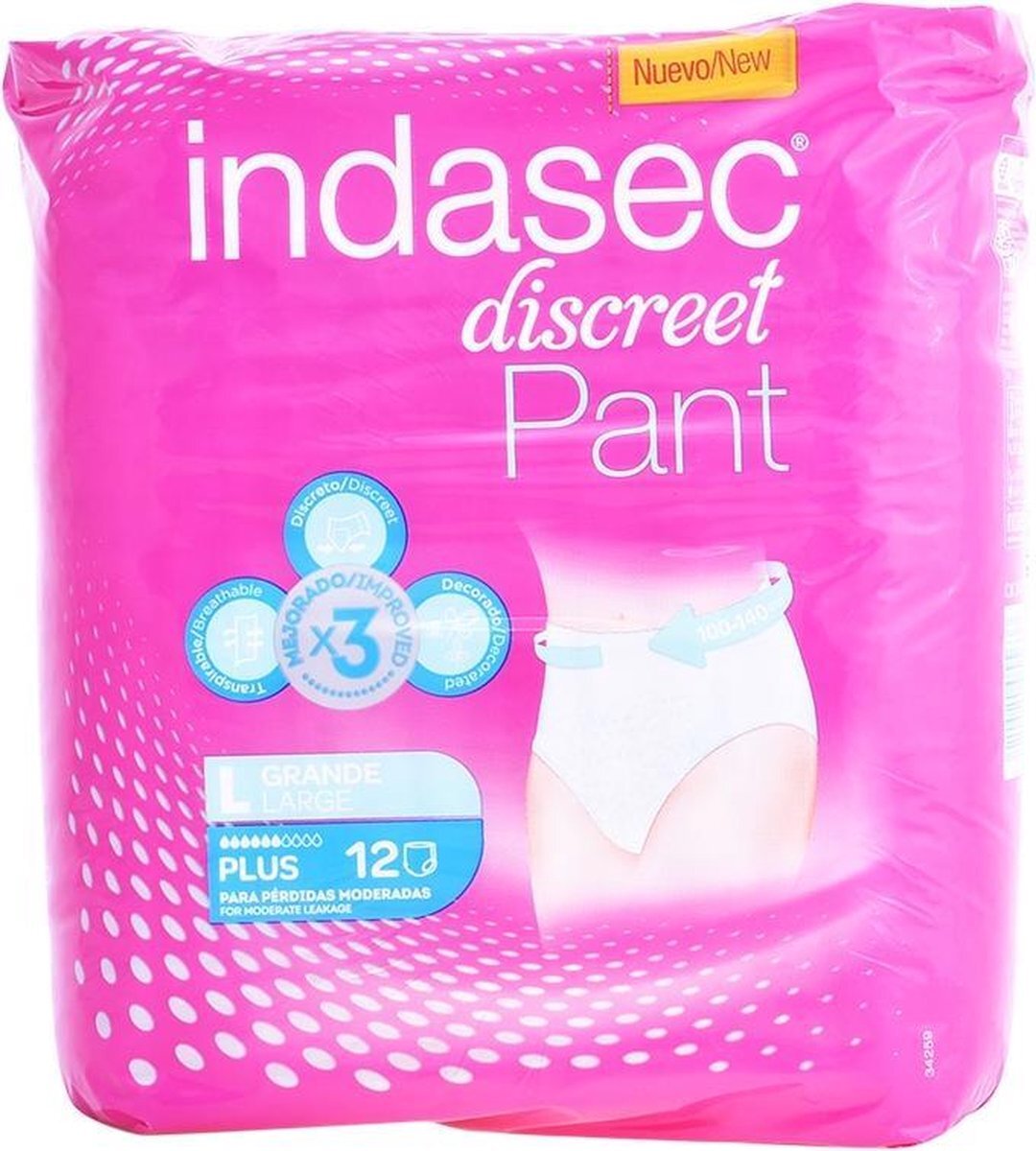 Indasec Pant Plus Talla Gande 12 Uds