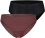 Schiesser Invisible Soft Lace Rioslip voor dames, 2 stuks, zwart/burgund, maat M