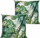 Anna's Collection Buitenkussen Monstera - 2x - Wit/Groen - 60 x 60 cm