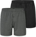 Schiesser Boxershorts set van 2 jersey effen patroon papier vliegtuig bruin - Boxershorts multipacks Heren Onderbroek - zwart