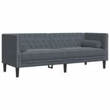 VidaXL Driezitsbank Chesterfield-stijl fluweel donkergrijs