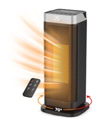Vulpes Goods® Tech Elektrische Kachel - Ventilatorkachel - Keramische Kachel - 4 Standen - 2000W - Timer, Afstandsbediening & Thermostaat - Zwart