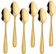 Unyqoos® Cuillères élégantes et polyvalentes en acier inoxydable de couleur dorée pour café et desserts, set de 6, lavables au lave-vaisselle