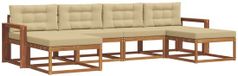 vidaXL Ensemble de canapé d'extérieur 6 pièces Naturel et Beige