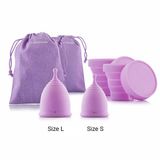 InnovaGoods Set van 2 menstruatiecups met accessoires Kuppy (maat S 20 ml en maat L 25 ml)