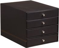 Rhodia Opbergbox - ladebox - Opslagbox - Kunstleer - 4 laden - Zwart
