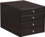 Rhodia Opbergbox - ladebox - Opslagbox - Kunstleer - 4 laden - Zwart