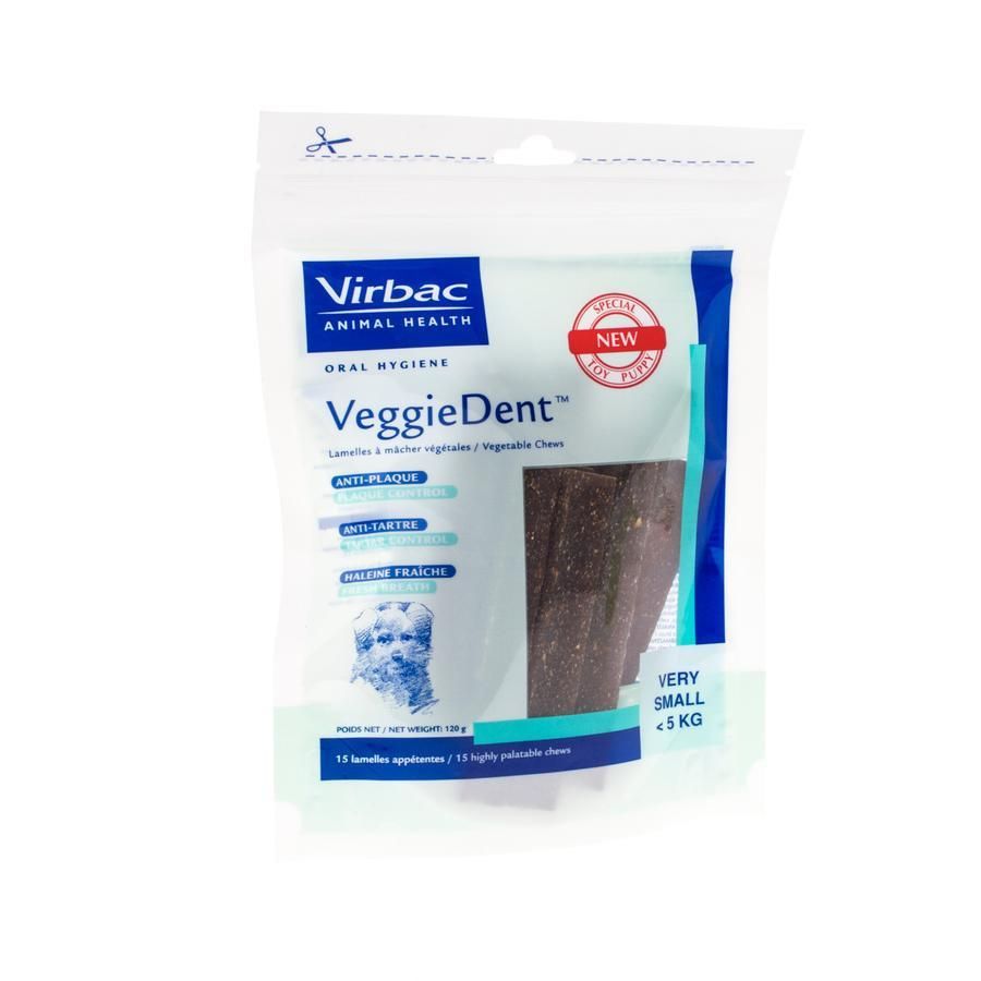 VIRBAC Veggiedent Hond < 5kg Kauwstrips 15 stuks