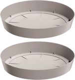 Prosperplast Opvangschaal/onderschaal voor bloempot/plantenpot - 4x - beige - rond - Dia 12,5 cm