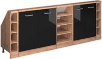 Vicco R-Line Keukenkast voor schuine wand – 210 cm Set van 5 Eiken hoogglans zwart/goud