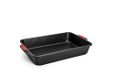Woll Bakeware Bakvorm rechthoekig, 38 x 26 cm, met hittebestendige siliconen handgrepen tot 230 °C, PFAS-vrij, tweelaagse antiaanbaklaag, gealuminiseerd staal, zwart