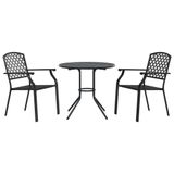 vidaXL 3-delige Tuinset, stapelbaar, gepoedercoat staal, antracietkleur