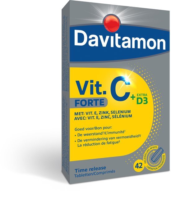 Davitamon&#174; Vitamine C Forte Time Release 42 Tab: Weerstand, Vermoeidheid, Energie