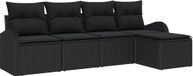 vidaXL Tuinbank Set 5-zits Zwart Polyrattan
