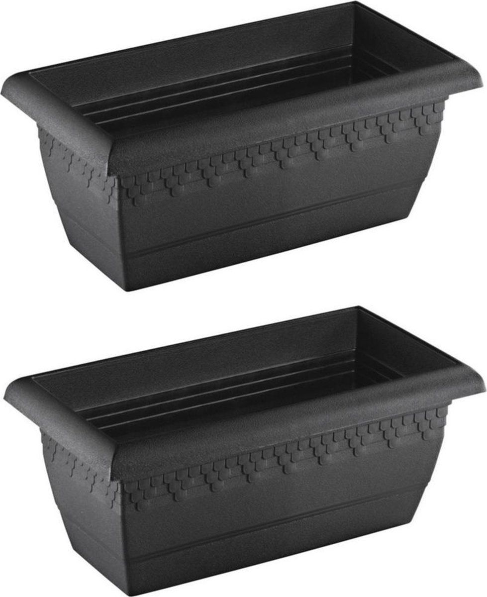 Hega hogar Jardinera - Set van 2 plantenpotten - 40 x 20 cm - Antraciet grijs