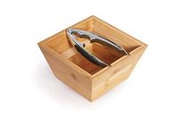 Excelsa Eco Living schaal bamboe 'met notenkraker, bamboe, bruin/zilver, 16,5 x 16,5 x 9,2 cm