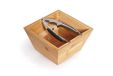Excelsa Eco Living schaal bamboe 'met notenkraker, bamboe, bruin/zilver, 16,5 x 16,5 x 9,2 cm