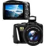 Aiorber 3,0 inch digitale camera, compact, macrolens, 48 MP, met 32 GB geheugenkaart, 16x digitale zoom, voor beginners in de fotografie, zwart