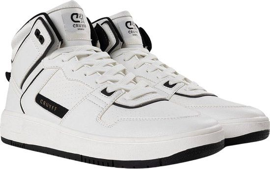 Cruyff Heren Indoor Basket Sneakers - Leer - Wit/Zwart - Maat 45