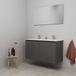 Meuble de salle de bain en ligne - 120 cm - Kit - 4 portes sans poignée - Lavabo en acrylique - 2 trous pour robinet - Miroir - Anthracite mat