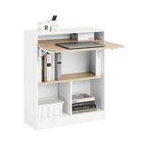 SoBuy FWT104-WN Bureau - Wit Opklapbaar met Legplanken