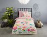 housse de couette fleurs et oiseaux - 1 personne 140x200/220 cm - Rose - 100% Coton renforcé
