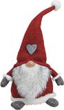 G. Wurm Pluche kerst gnome - wit/rood/grijs - H40