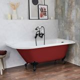 Hudson Reed Baignoire îlot demi-ronde Classique 168,5cm x 75cm - Saffron Red (Rouge), avec pieds de baignoire noirs | Oxford