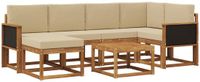 vidaXL - Buiten - bank - set - 7 - st - Natuurlijk - en - Beige - Massief - Acacia - Hout