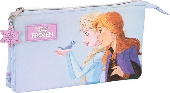 Frozen Believe Lila Pen Case with 3 Compartments - Pink