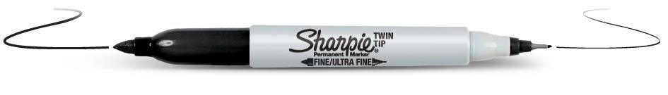 Sharpie Twin Tip Permanent Markers - Black & Gray - 12 Pack