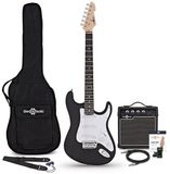 Gear4music LA Elektrische Gitaar, Zwart, 10W Gitaarversterker & Accessoireset