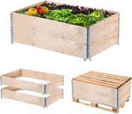 KADAX Palletframe van hout, stapelbaar houten frame, opzetframe voor tuin, verhoogd bloembed, plantenbak, tuinbed, groentebed, kruidenbed (set van 2, 120 x 80 x 22,5 cm)
