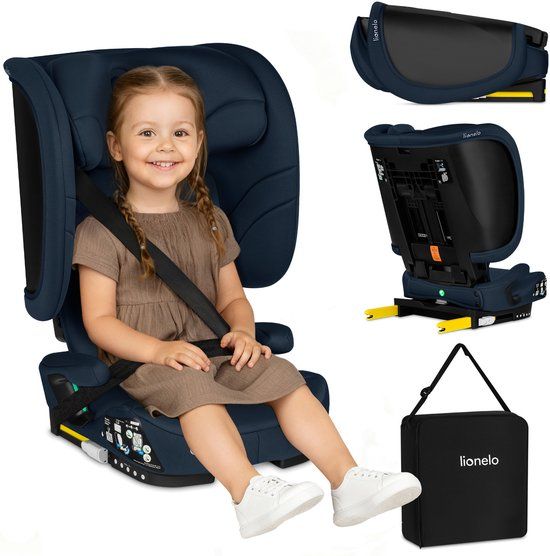 Lionelo Orin i-Size Autostoel - Blauw Marine - ISOFIX - Opvouwbaar - 100-150 cm - 3,5-12 jaar