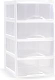 Plasticforte Ladeblokje/bureau organizer met 4x lades - transparant/wit - L26 x B37 x H49 cm
