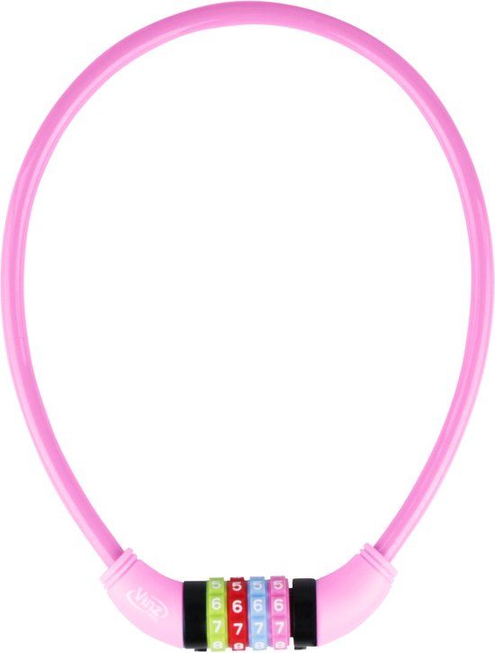 VINZ Baker Kinderfiets Kabelslot - Roze - 65cm